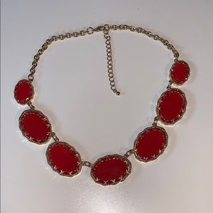 red and gold francesca’s statement necklace